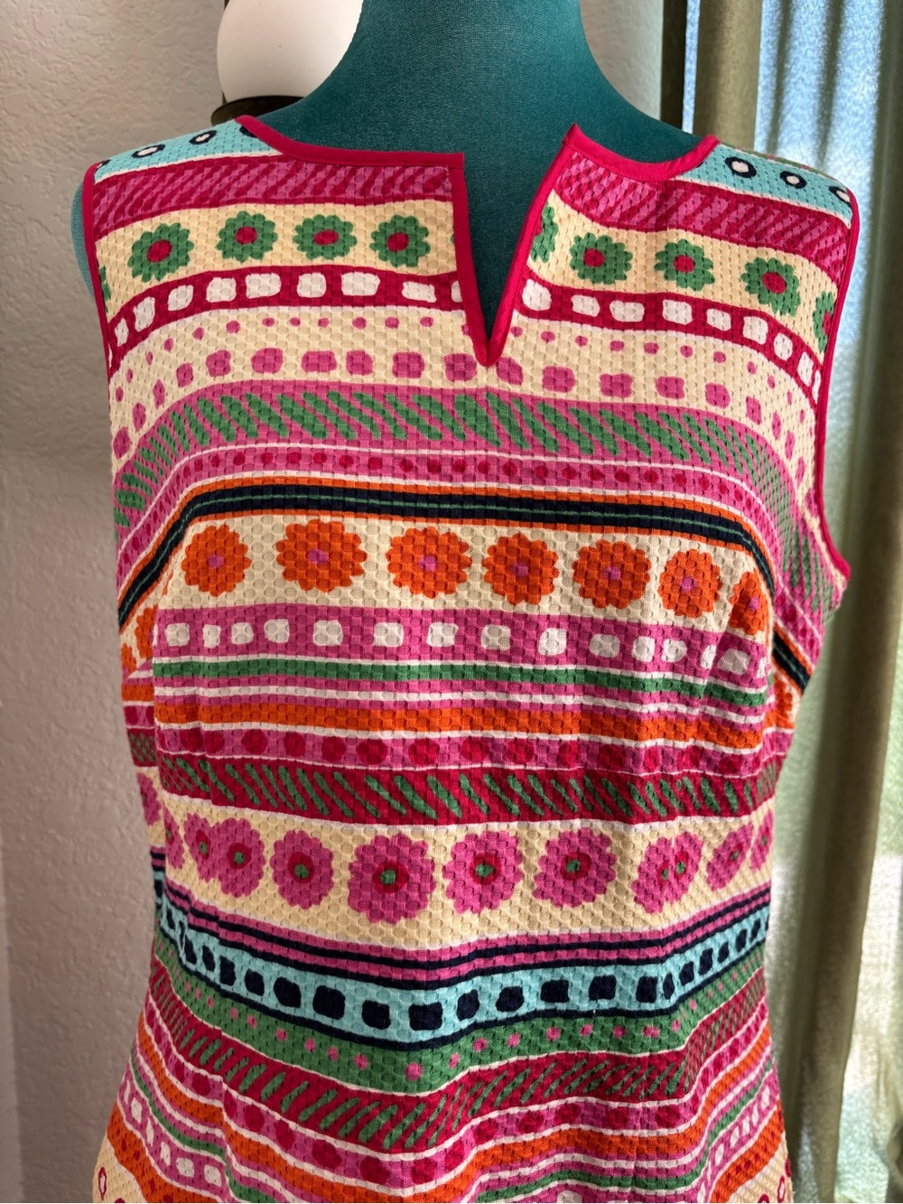 Talbots Multicolor Striped Midi Dress - Pink, Turquoise, Green, Orange - Picture 6 of 9